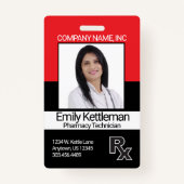 Farmacie Technicus Fotobadge - Rood en Zwart Badge (Voorkant)