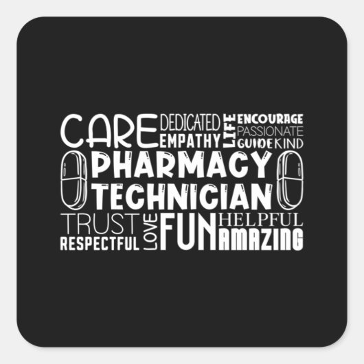 Farmacie Technische notering Geneesmiddel Technicu Vierkante Sticker (Voorkant)