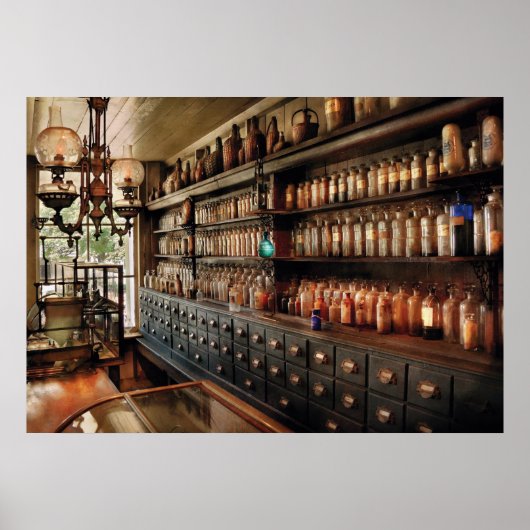 Farmacie - Zoveel bakken en flessen Poster (Voorkant)