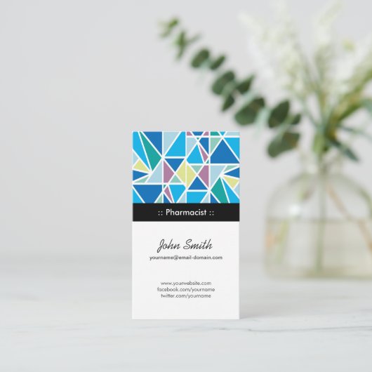 Farmacist - Blue Abstract Geometry Visitekaartje (Staand voorkant)