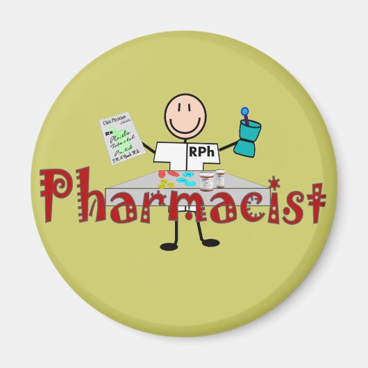 Farmacist Stick Person—Gifts Magneet (Voorkant)