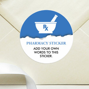 Farmacologie Mortier en Pestle Gepersonaliseerd Bl Ronde Sticker