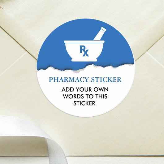 Farmacologie Mortier en Pestle Gepersonaliseerd Bl Ronde Sticker