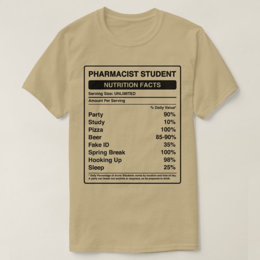 Farmacotherapeutische apotheker Student Nutrition  T-shirt (Design voorkant)