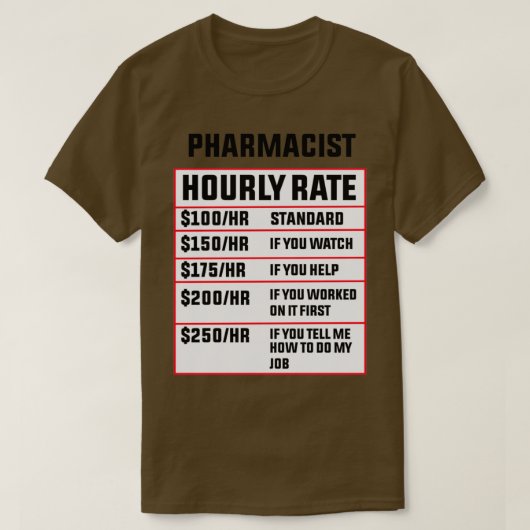 Farmacotherapeutische categorie Uurly rate 2 T-shirt (Design voorkant)
