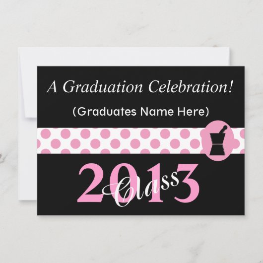 Farmacotherapie Graduation Invitations Pink and Bl Kaart (Voorkant)