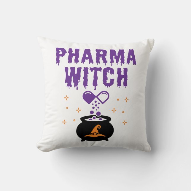Farmacotherapie Halloween Pharmacy Tech Pharma Wit Kussen (Voorkant)