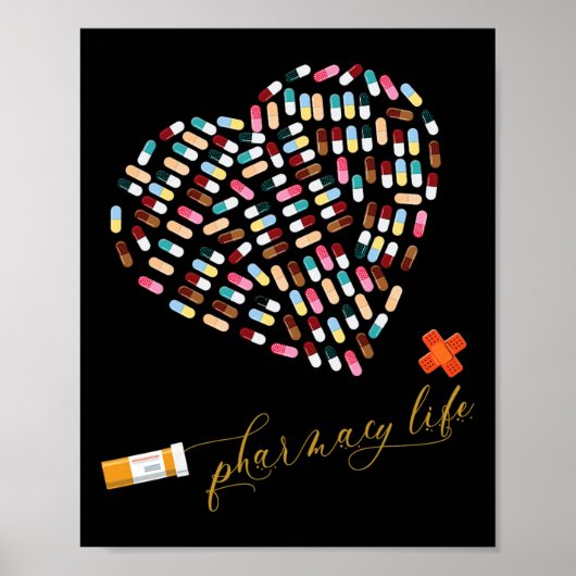Farmacotherapie Life Pharmacist Heart Happy Valent Poster (Voorkant)