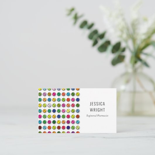 Farmacotherapie Moderne kleurrijke pillen Visitekaartje (Staand voorkant)