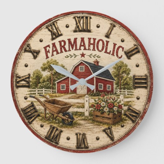 Farmaholic Rustic Red Barn Grote Klok (Voorkant)