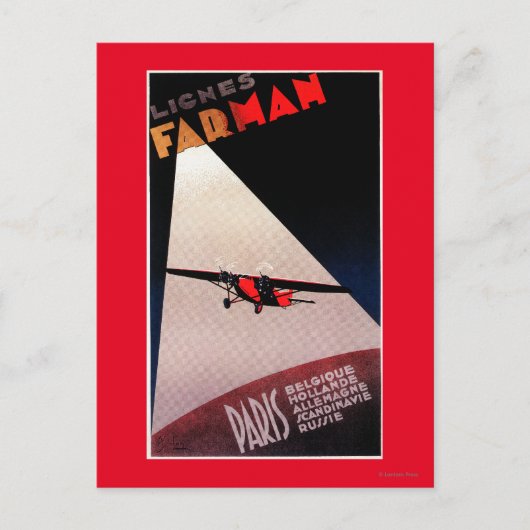 Farman Airlines Farman 300 Monoplane Promo Post Briefkaart (Voorkant)
