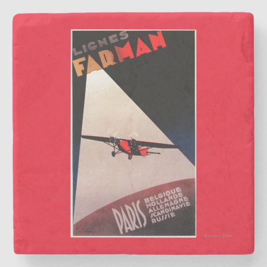 Farman Airlines Farman 300 Monoplane Promo Poste Stenen Onderzetter (Voorkant)