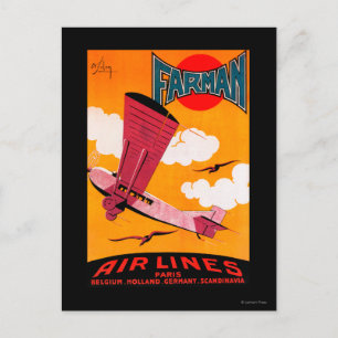 Farman Brothers Airlines F-170 Monoplane Poster Briefkaart