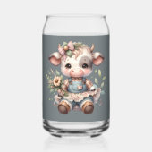 Farmcore Kawaii Kalf in  bloemenjurk Blikvorm Glas (Achterkant)