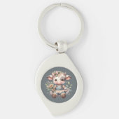Farmcore Kawaii Kalf in  bloemenjurk Sleutelhanger (Voorkant)