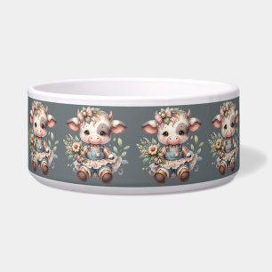 Farmcore Kawaii Kalf in  bloemenjurk Voerbakje