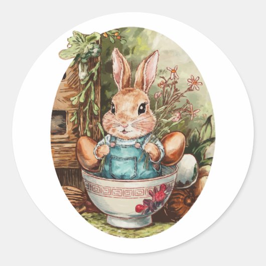 Farmcore Ramen Bunny Ronde Sticker (Voorkant)