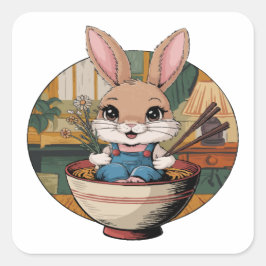 Farmcore Ramen Bunny Vierkante Sticker