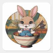 Farmcore Ramen Bunny Vierkante Sticker (Voorkant)