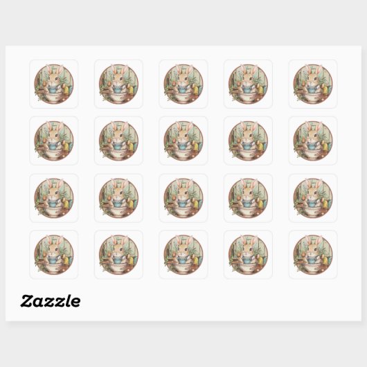 Farmcore Ramen Bunny Vierkante Sticker (Vel)