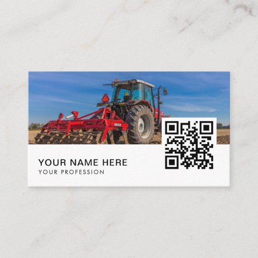 Farmer Agriculture Tractor QR-code Visitekaartje (Voorkant)