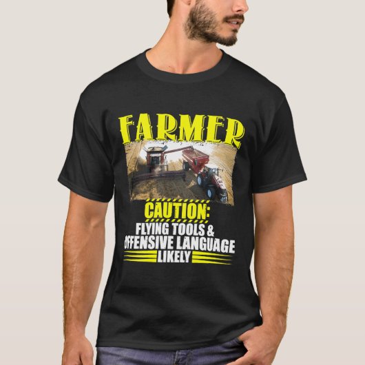 Farmer Attach Flying Tools Offsive Language T-shirt (Voorkant)