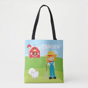 Farmer Barn Girl Kind gepersonaliseerd Tote Bag