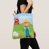 Farmer Barn Girl Kind gepersonaliseerd Tote Bag (Dichtbij)