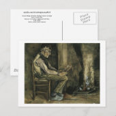 Farmer bij Fireside Reading, Vincent van Gogh Briefkaart (Voorkant / Achterkant)