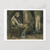 Farmer bij Fireside Reading, Vincent van Gogh Briefkaart (Voorkant)