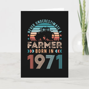 Farmer born 1971 50th Birthday Farming Gift Retro Kaart