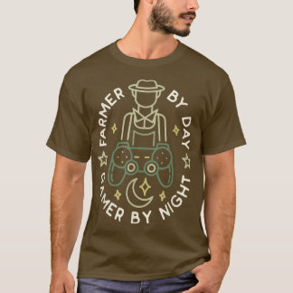 Farmer-by-day gamer naar nachtfamilie boer en gam t-shirt