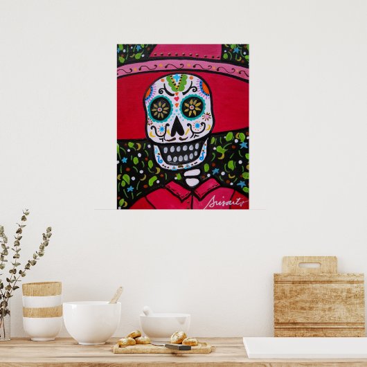 FARMER DIA DE LOS MUERTOS BONITO POSTER (Keuken)