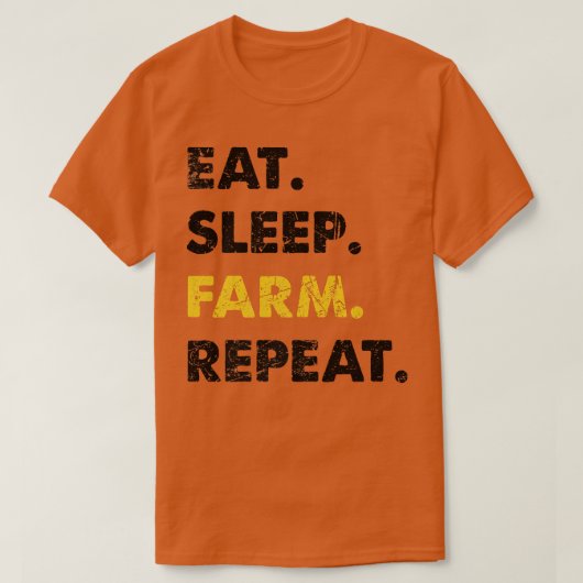 Farmer Eat Sleep Boerderij Herhalen T-shirt (Design voorkant)