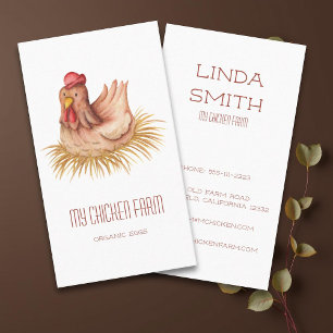 Farmer Egg Supplier Waterverf Hen Boerderij Visitekaartje