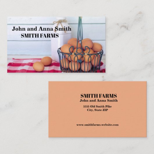 Farmer Eggs en Milk Visitekaartje (Voorkant / Achterkant)