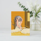 Farmer Farmwerker Shear Sheep WPA Briefkaart (Staand voorkant)