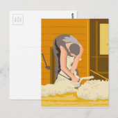 Farmer Farmwerker Shear Sheep WPA Briefkaart (Voorkant / Achterkant)