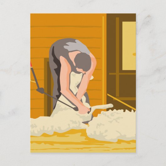 Farmer Farmwerker Shear Sheep WPA Briefkaart (Voorkant)