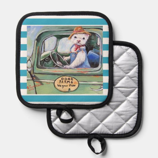 Farmer Ferret Oven Mitts & Pot Holders Pannenlap (Voorkant / Achterkant)