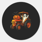 Farmer Ghost Tractor Pumpkin Soky Season Halloween Ronde Sticker (Voorkant)