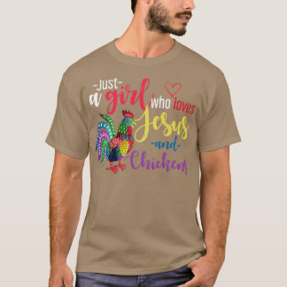 Farmer Girl Chicken Boerderij Animal Jesus Christu T-shirt