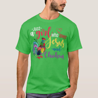 Farmer Girl Chicken Boerderij Animal Jesus Christu T-shirt