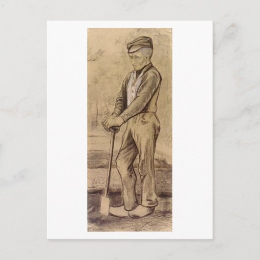 Farmer Leaning op Spade, Vincent van Gogh Briefkaart (Voorkant)