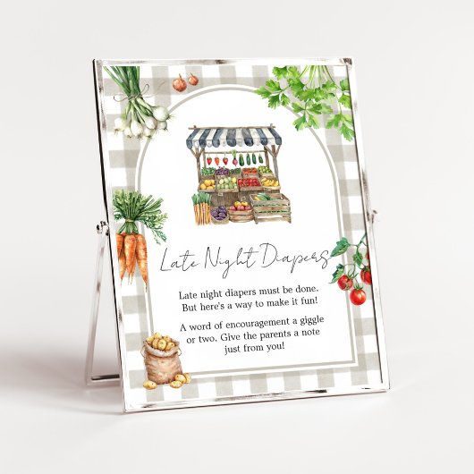 Farmer Locally Grown Shower Late Night Diaper Sign Poster