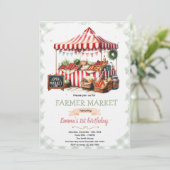 Farmer market birthday invitation kaart (Staand voorkant)