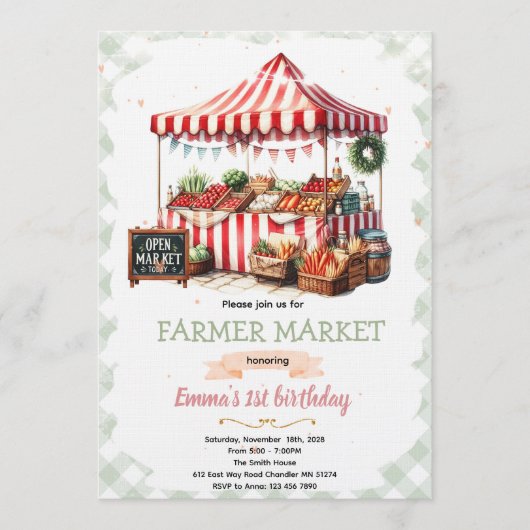 Farmer market birthday invitation kaart (Voorkant)