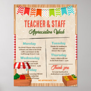 Farmer markt leraar waardering week sjabloon poster
