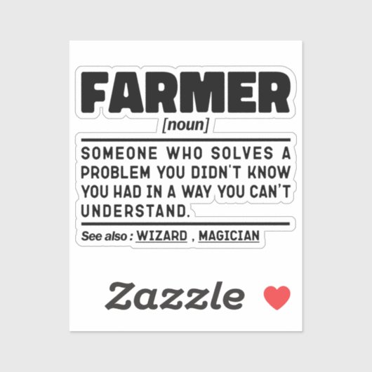 Farmer Noun Definition Cool Farming Lover Matching Sticker (Vel)