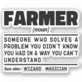 Farmer Noun Definition Cool Farming Lover Matching Sticker (Voorkant)